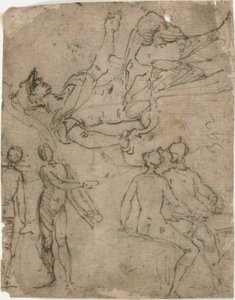 座っている戦士のスケッチ、さまざまな人物 作： Bernardo Castello