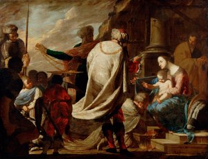 "Adoration des mages" (Adoration of the Magi) Peinture de Bernardo Cavallino (1616-1656) vers 1640 - 油彩・キャンバス Dim 101,5x127 cm Art History Museum, Vienne 作： Bernardo Cavallino