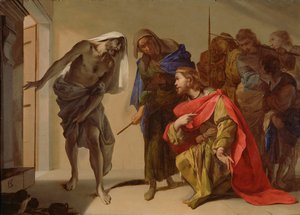 サウルによって呼び出されたサミュエルの陰、c。 1655 作： Bernardo Cavallino