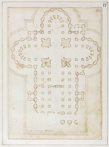 聖ペテロの計画、コーデックスコナー、1513-15年（紙にインク） 作： Bernardo Della Volpaia Bernardo Della Volpaia