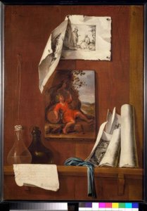 Trompel&39;oeilとしての静物：ワイン。ジェスの寓意 作： Bernardo Germán y Llórente