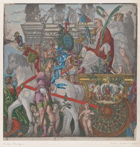 シート 9: 馬車に乗ったユリウス・カエサル、『ユリウス・カエサルの凱旋』、1599 年。