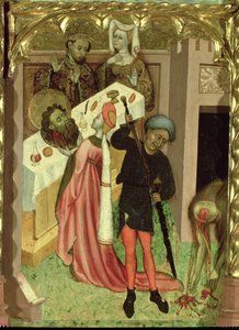 聖ジャン・バプティストの祭壇画：聖ヨハネの斬首とヘロデの宴会でのサロメによる彼の頭の贈呈 作： Bernardo Martorell
