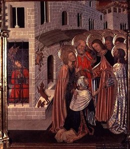 The Healing of the Possessed, predella panel from the Altarpiece of the Transfiguration (変容の祭壇画) 作： Bernardo Martorell