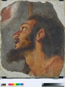 セントジョンザバプティストヘッド、独立したフレスコ画の断片、1622年 作： Bernardo Strozzi