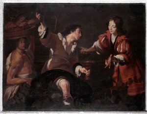 ヨセフが夢を解釈する（油彩・キャンバス 作： Bernardo Strozzi