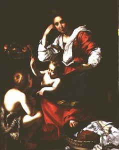 聖母子像と幼子（洗礼者聖ヨハネ 作： Bernardo Strozzi