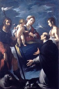 ロザリオのマドンナと聖ロク、聖ドミニク、聖セバスティアン 作： Bernardo Strozzi
