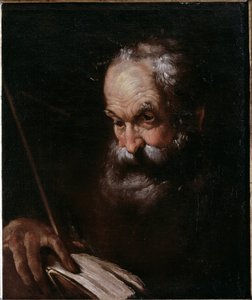 本を持つ老人の肖像（油彩・キャンバス 作： Bernardo Strozzi