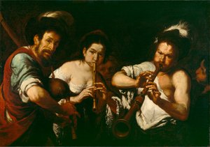 ストリートミュージシャン、1630年頃 作： Bernardo Strozzi