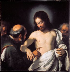 聖トマスのインクレディット」 ベルナルド・ストロッツィ（1581-1644）作画 薄さ101×97.5cm ゲネス、ストラーダ・ヌオーヴァ美術館（元パラッツォ・ビアンコ）所蔵