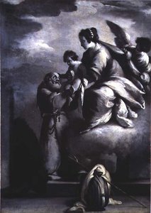 聖母がカンタリスの福者フェリックスにキリストの子を差し出す 作： Bernardo Strozzi