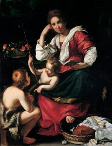 少年としてバプテスマのヨハネと聖母子。 1620 作： Bernardo Strozzi