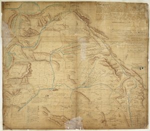 ニューメキシコの大部分とアッパーカリフォルニアの一部の地図 作： Bernardo de Miera y Pacheco