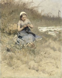 女の子の編み物 作： Bernardus Johannes Blommers