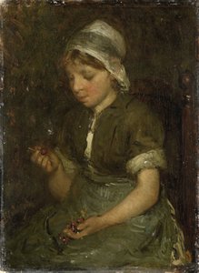 さくらんぼを持つ少女 作： Bernardus Johannes Blommers