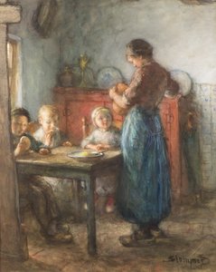 A Frugal Meal（水彩画 作： Bernardus Johannes Blommers or Bloomers