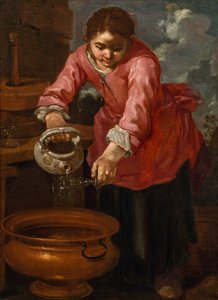 イタリア語  グラスを洗う若い女性（「水の寓意）