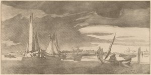 町のある川、1775年。 作： Bernhard Schreuder