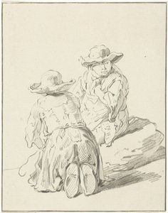 地面に座っている2人の少年 作： Bernhard Schreuder