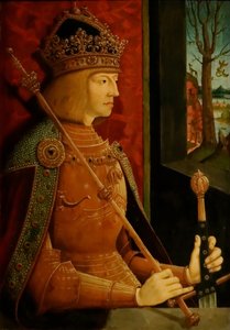 皇帝マクシミリアンI 1459-1519、王冠、セプター、および剣、c。 1500 作： Bernhard Strigel