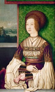 皇帝マクシミリアン1世の家族：皇后ビアンカ・マリア（ブランシュ＝マリー）・スフォルツァ（1472-1510）の肖像"" - ビアンカ・マリア・スフォルツァ（1472-1510）の肖像、マクシミリアン1世の2番目の妻、神聖ローマ皇帝ストライゲル、ベルンハルト(ca 1460-1528) (または l