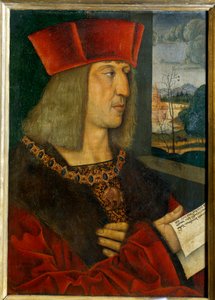 皇帝マクシミリアン1世(1459-1519)の肖像 ベルナルド・シュトリーゲル(1460-1528)による絵画 15世紀。薄さ0.38 x 0.28 m 作： Bernhard Strigel