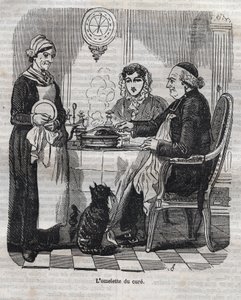 治療のためのオムレツ-Jean Anthelme Brillat Savarinの "La Physiologie du gout "に掲載された版画 作： Bertall