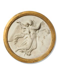 「日」の浅浮き彫りのラウンデル、c.1815-20（金箔のフレームの大理石） 作： Bertel (workshop of) Thorvaldsen