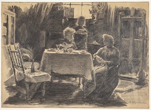 アーティストのスタジオでのアフタヌーン ティー 作： Bertha Wegmann