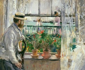 ワイト島のウジェーヌ・マネ（1834-92）（帆布に油彩） 作： Berthe Morisot