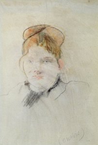 女性の頭、1886年（紙にパステル） 作： Berthe Morisot
