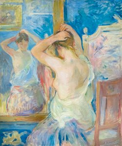 鏡の前で、c。 1890年（キャンバスに油彩） 作： Berthe Morisot