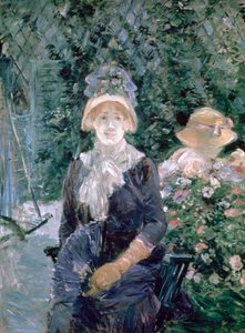 庭で、1883 作： Berthe Morisot