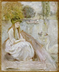 湖畔のジャンヌフルマノワール。ベルト・モリゾの絵画 作： Berthe Morisot