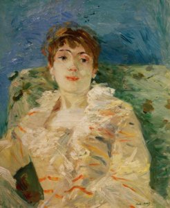 ソファの上の若い女性 作： Berthe Morisot