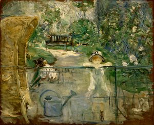 庭の小さな女の子、またはバスケットチェア、1885 作： Berthe Morisot