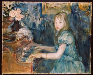 ピアノでのルーシー・レオン、1892年 作： Berthe Morisot
