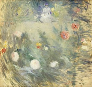 庭の終わりの乳母。庭の底で乳母、1880 作： Berthe Morisot