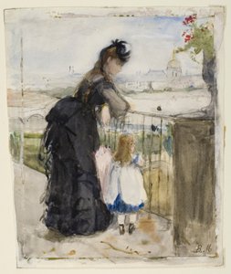 バルコニーにて 作： Berthe Morisot
