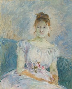 夜会服を着たポーラ・ゴビヤール、1887年。 作： Berthe Morisot