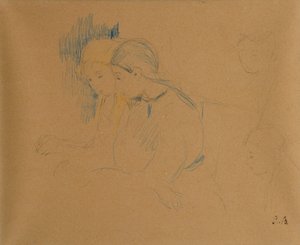 若い女の子の肖像（色クレヨンと鉛筆） 作： Berthe Morisot