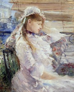 座っている若い女性のプロフィール 作： Berthe Morisot