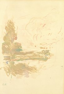 セーヌ川の反射、1890（紙に水彩） 作： Berthe Morisot