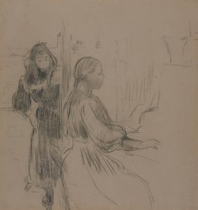 ラ・ムジークのための研究、1893年（紙に炭） 作： Berthe Morisot
