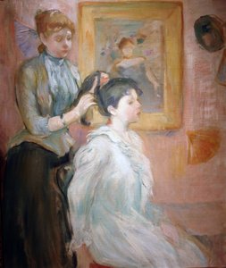 The Coiffure (キャンバスに油彩) 作： Berthe Morisot