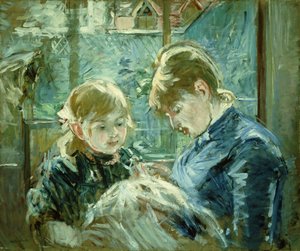 洋裁レッスン;ルレコンドクチュール、1884 作： Berthe Morisot