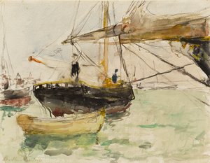 ヨットの前面 作： Berthe Morisot