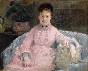ピンクドレスAlbertie-MargueriteCarré、後にマダムフェルディナンドアンリヒム、ca。 1870。 作： Berthe Morisot