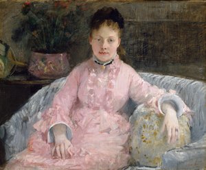 ピンクのドレス、1870年頃（キャンバスに油彩） 作： Berthe Morisot